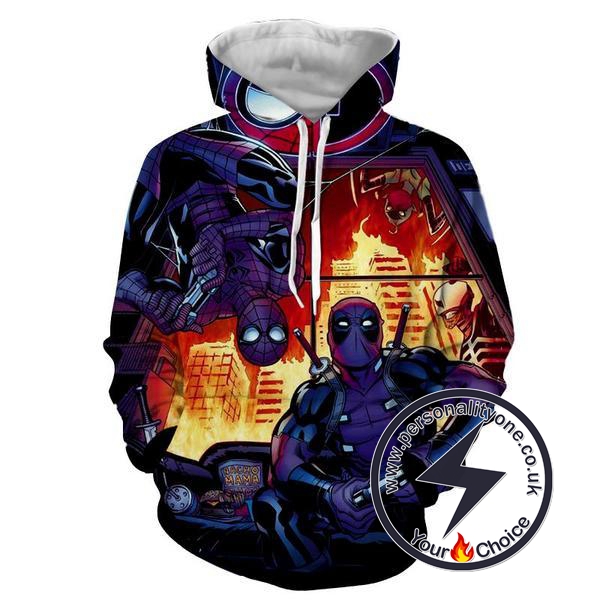 DEADPOOL & SPIDERMAN 3D Hoodies - ZIP UP - SPIDERMAN 3D